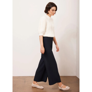 Mint Velvet Navy Cropped Wide Trousers